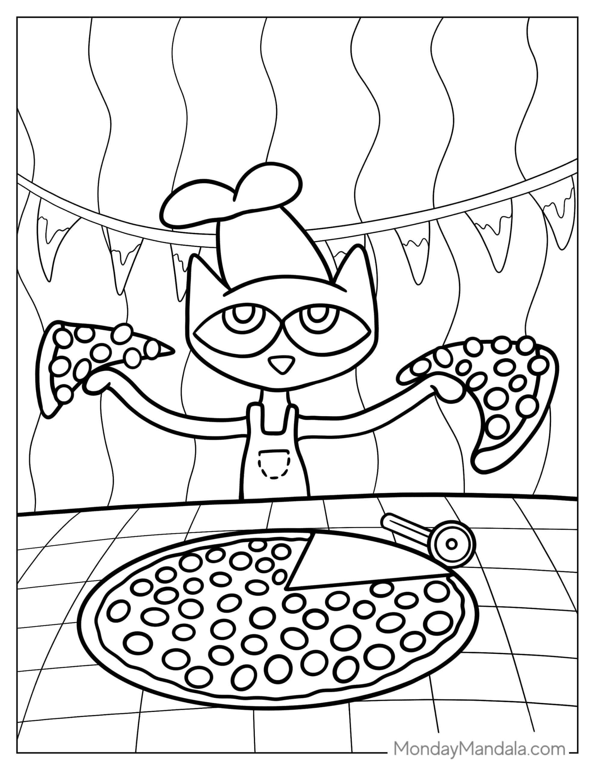 pete the cat coloring page