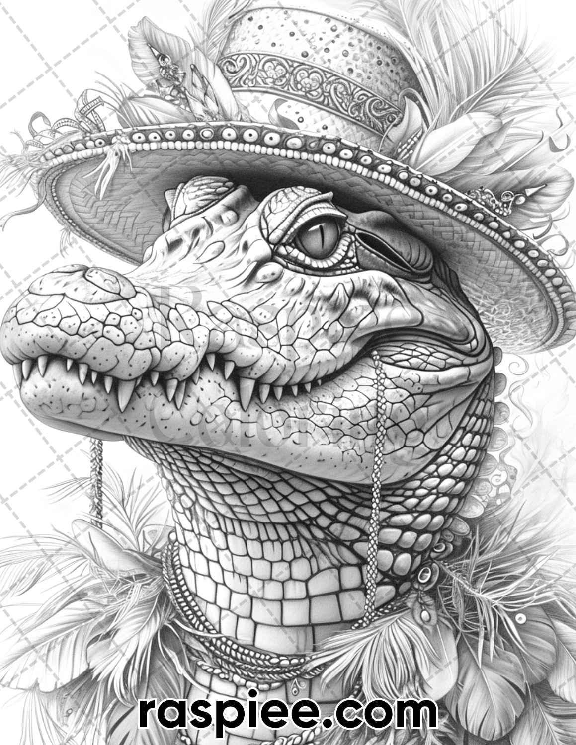 90 Mardi Gras Animals Grayscale Adult Coloring Pages Printable PDF In RASPIEE