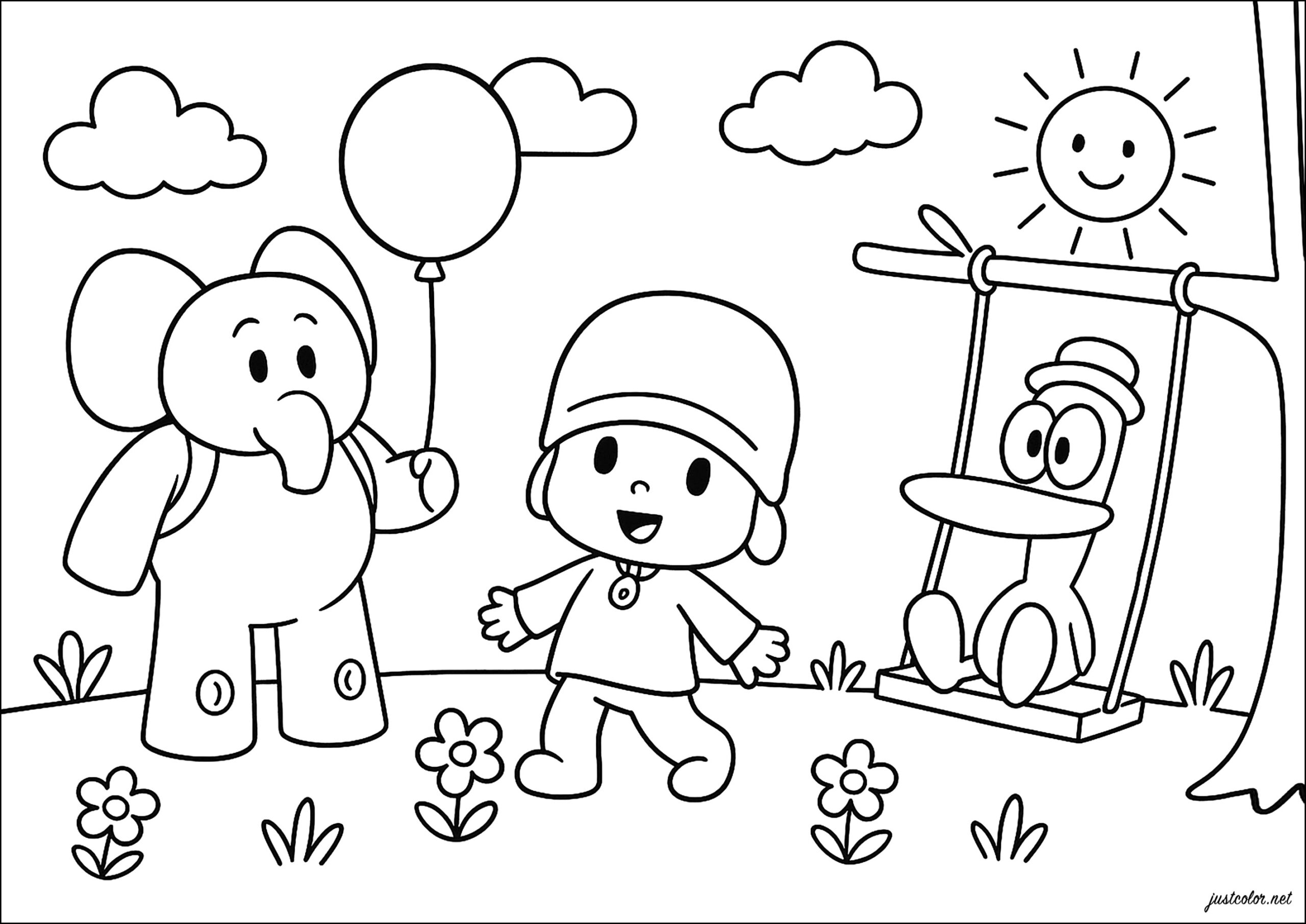 A Fun Family Adventure In The Park Pocoyo Coloring Pages A Fun Family Adventure In The Park Pocoyo Coloring Pages