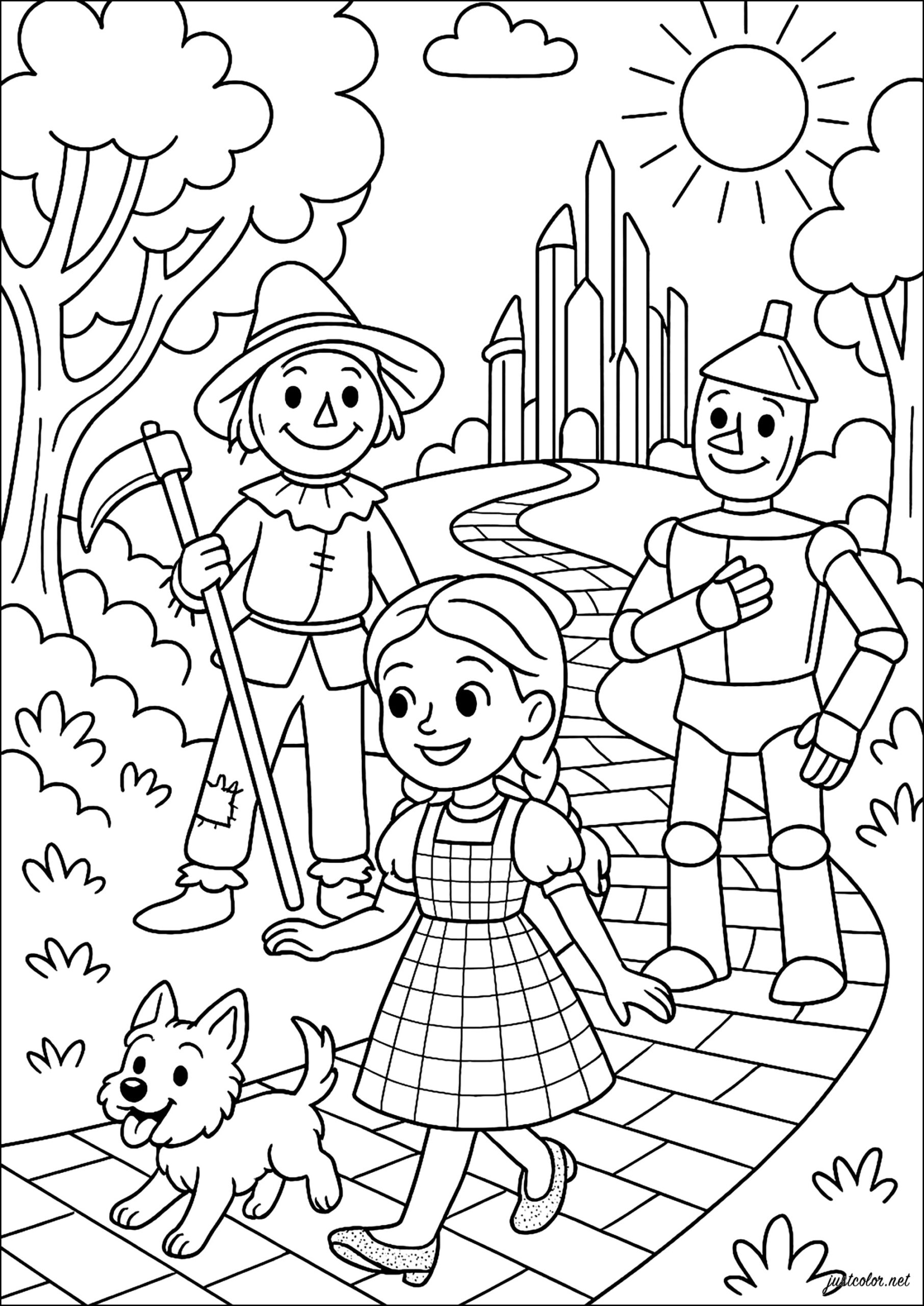 A Magical Adventure On The Yellow Brick Road The Wizard Of Oz Coloring Pages
