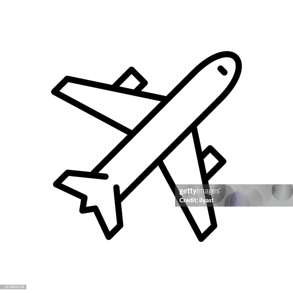 A Simple Line Drawing Of An Airplane High Res Vector Graphic Getty Images
