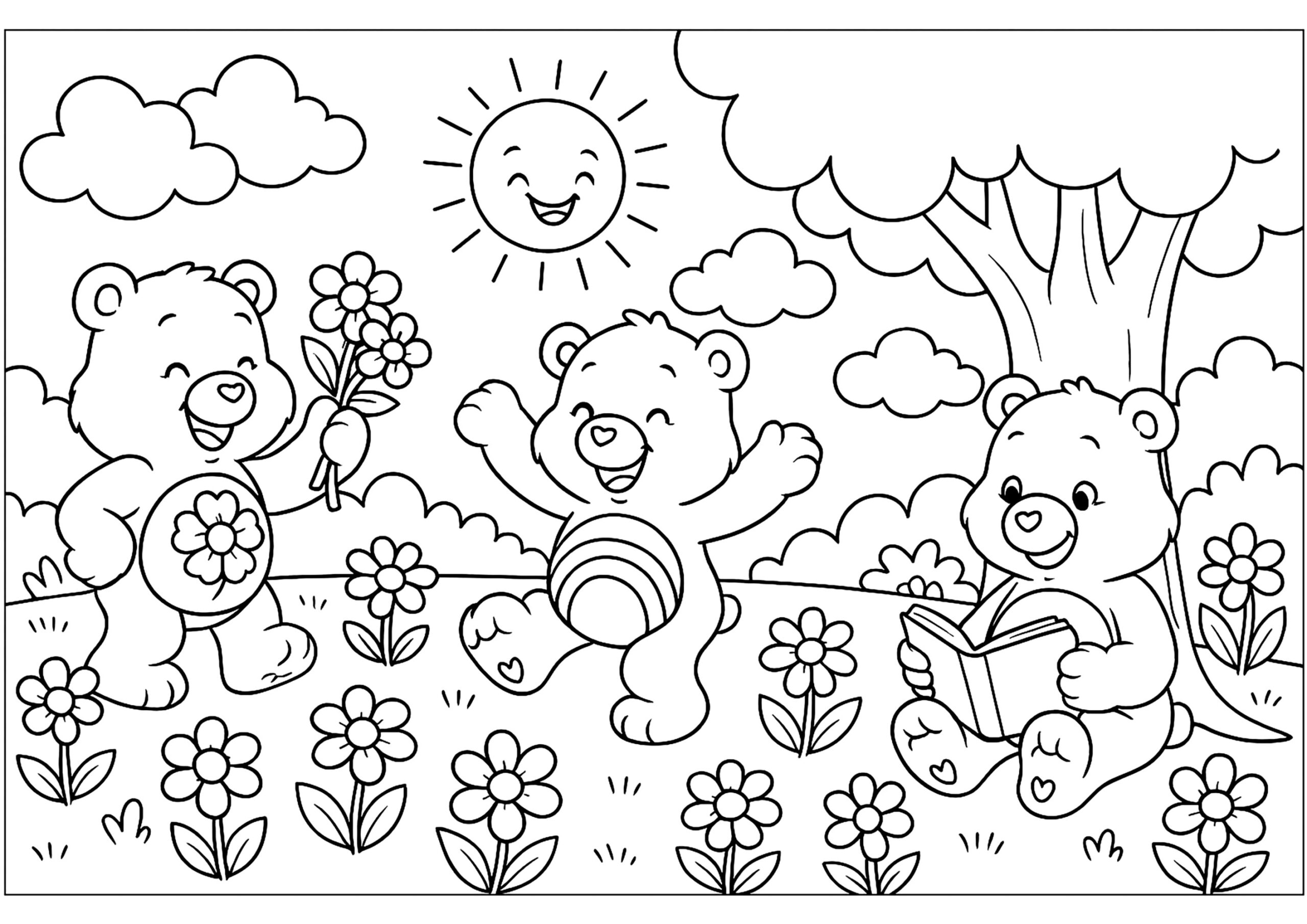 A Sunny Day For The Care Bears Care Bears Coloring Pages A Sunny Day For The Care Bears Care Bears Coloring Pages