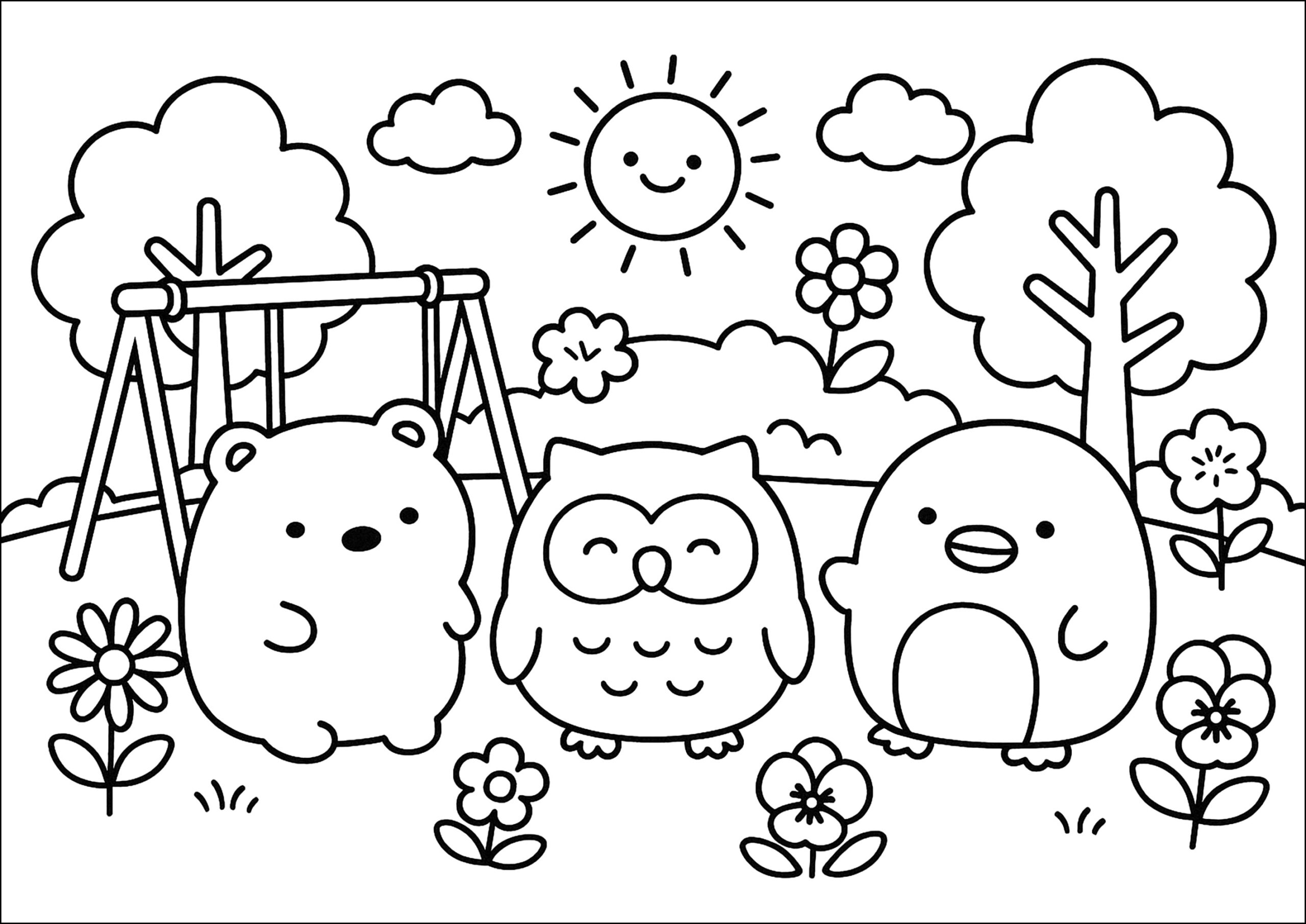 kawaii coloring pages animals