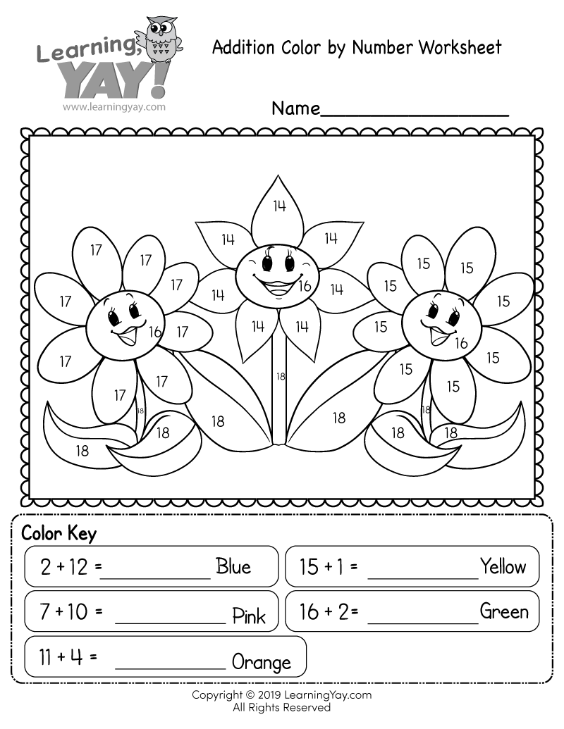 Addition Color By Number Worksheet For 1st Grade Free Printable Addition Color By Number Worksheet For 1st Grade Free Printable