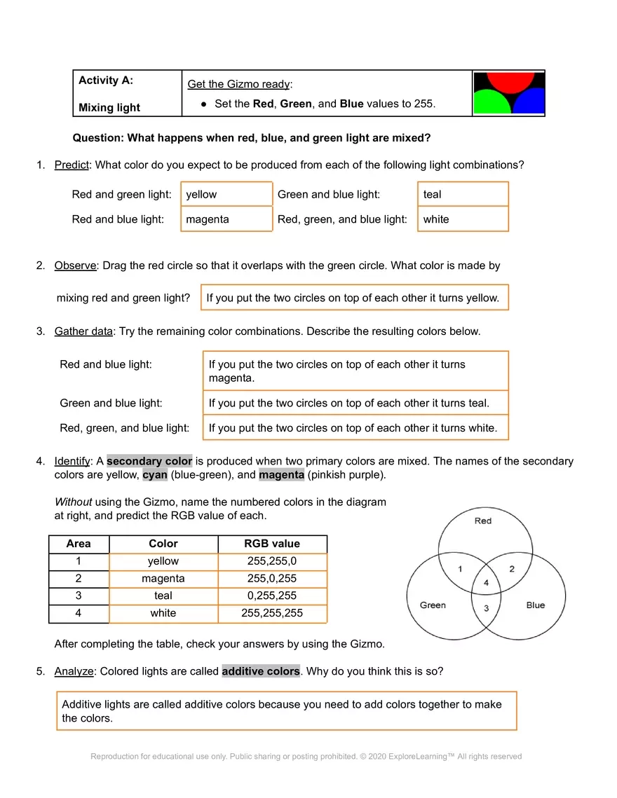 simple events color by number answer key