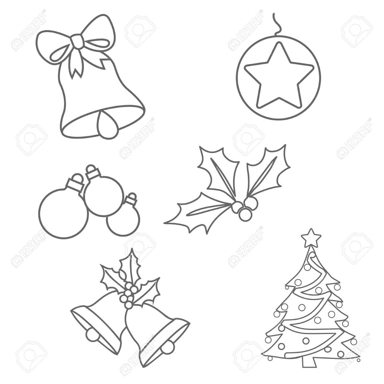 Adornos Navide os Para Colorear Sobre Fondo Blanco Ilustraciones Svg Vectoriales Clip Art Vectorizado Libre De Derechos Image 93555585