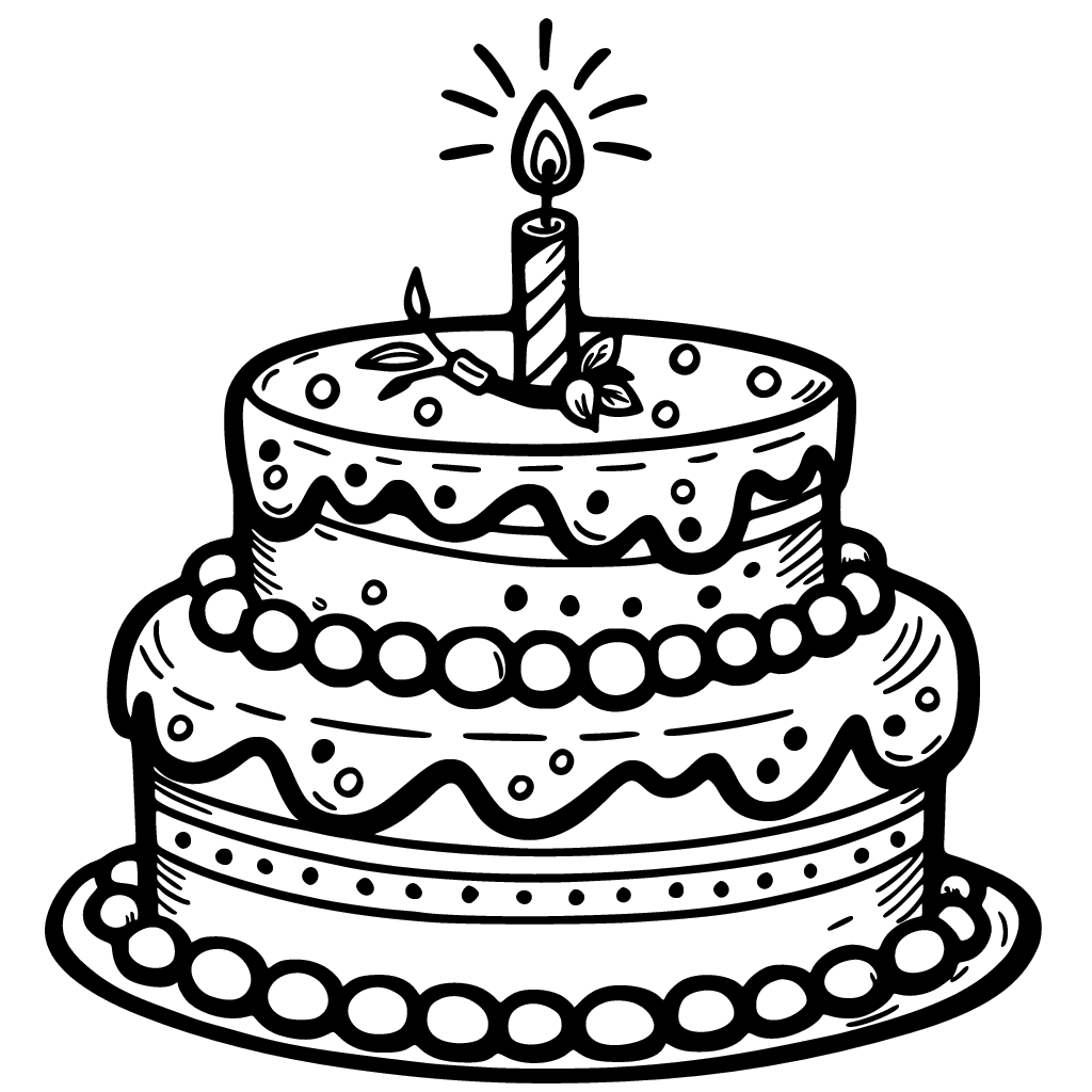 AI generated Coloring Page Of Birthday Cake AI generated Coloring Page Of Birthday Cake