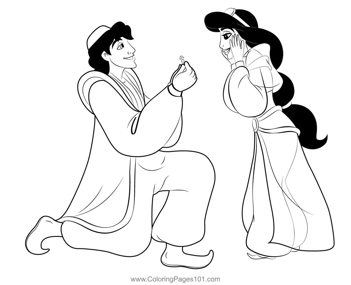 Aladdin Propose Jasmine Coloring Page For Kids Free Aladdin Printable Coloring Pages Online For Kids ColoringPages101 Coloring Pages For Kids
