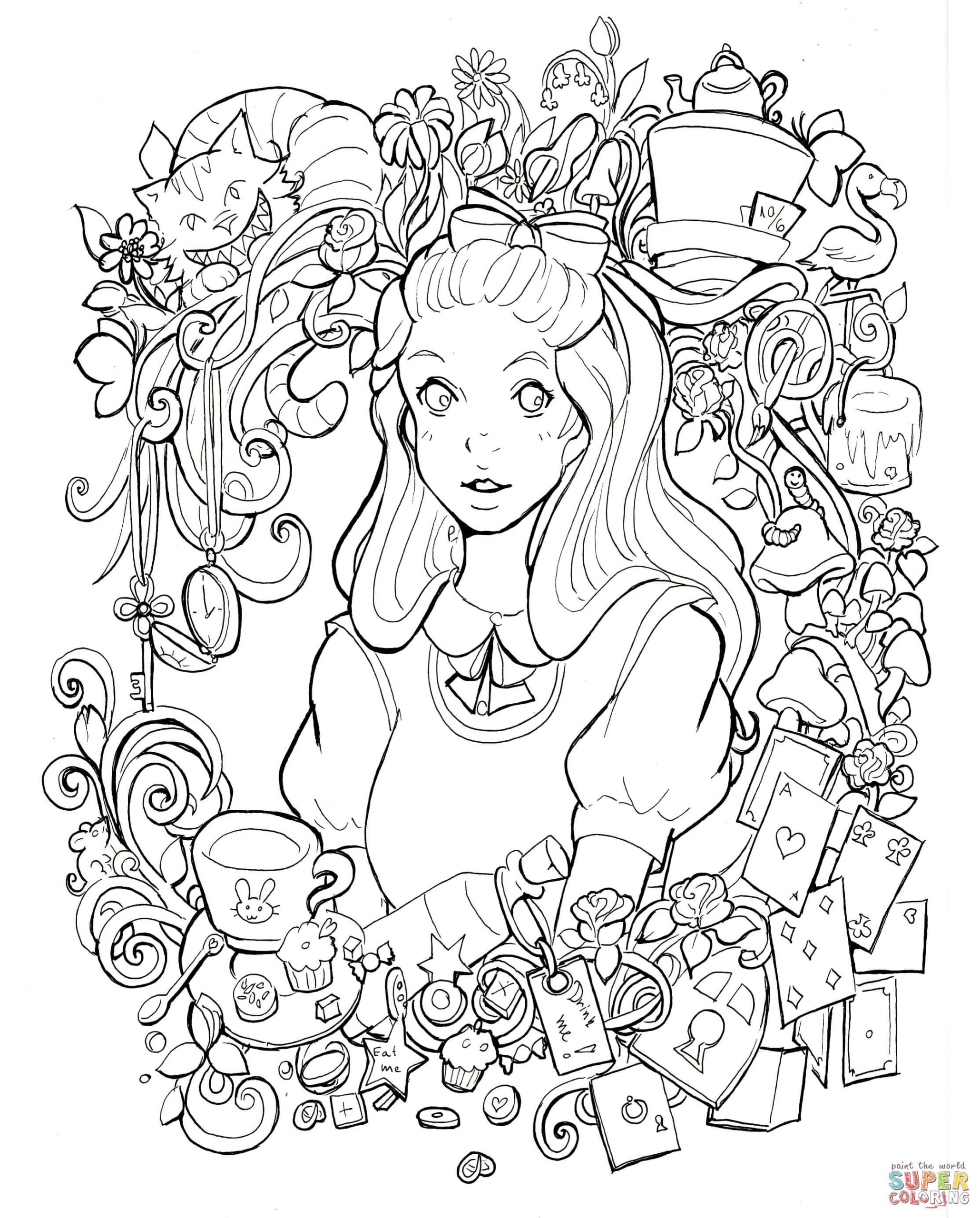 alice in wonderland coloring pages