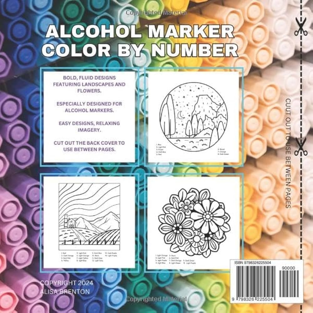 Amazon Alcohol Marker Color By Number A Color By Number Book With Bold Fluid Easy Designs For Alcohol Marker Coloring 9798326225504 Brenton Alisa Books