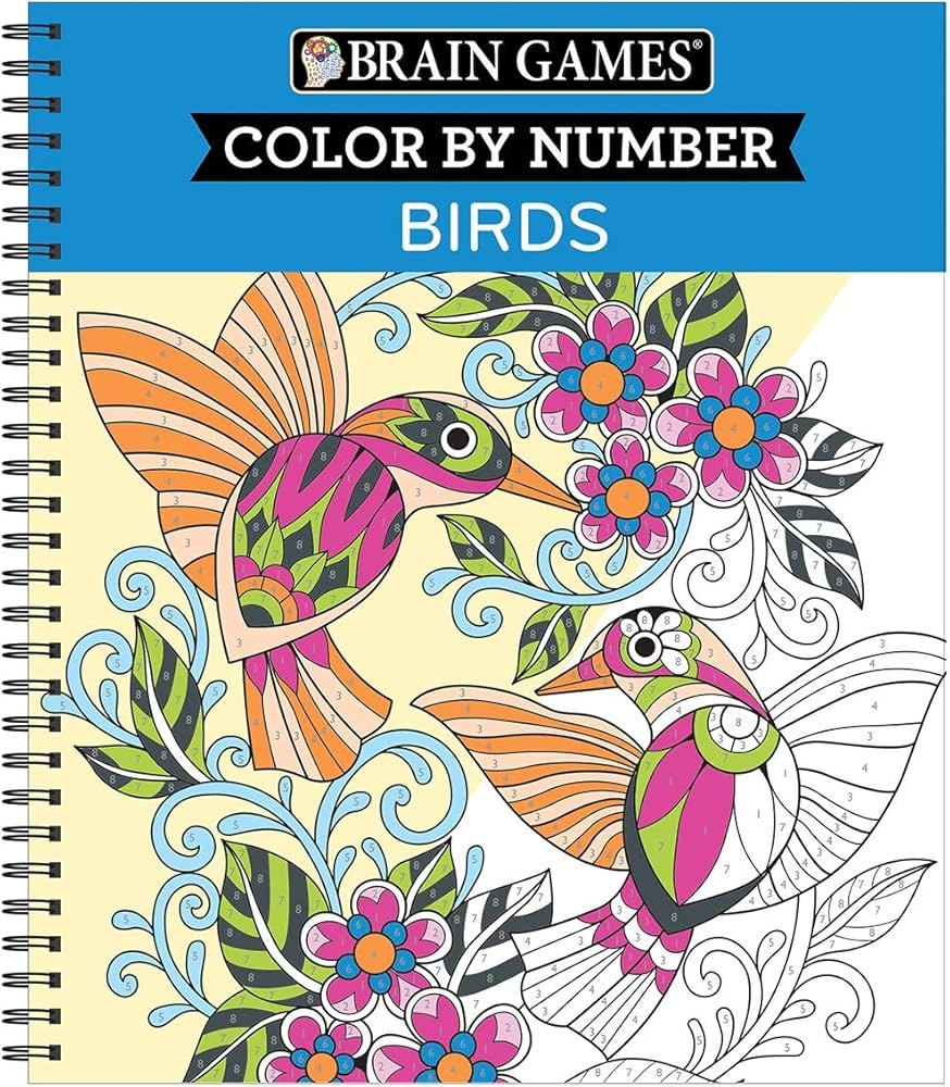 Amazon Brain Games Color By Number Birds 9781645584346 Publications International Ltd New Seasons Brain Games Books