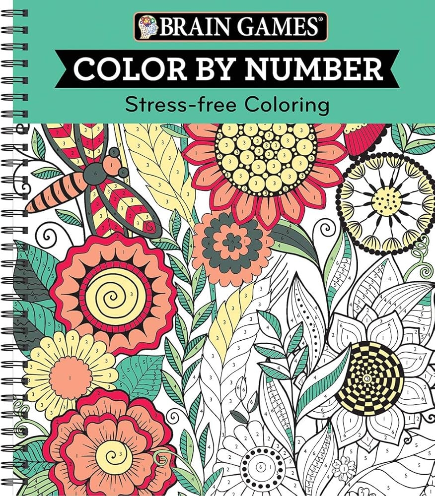 Amazon Brain Games Color By Number Stress Free Coloring Green 9781680227703 Publications International Ltd Brain Games New Seasons Books