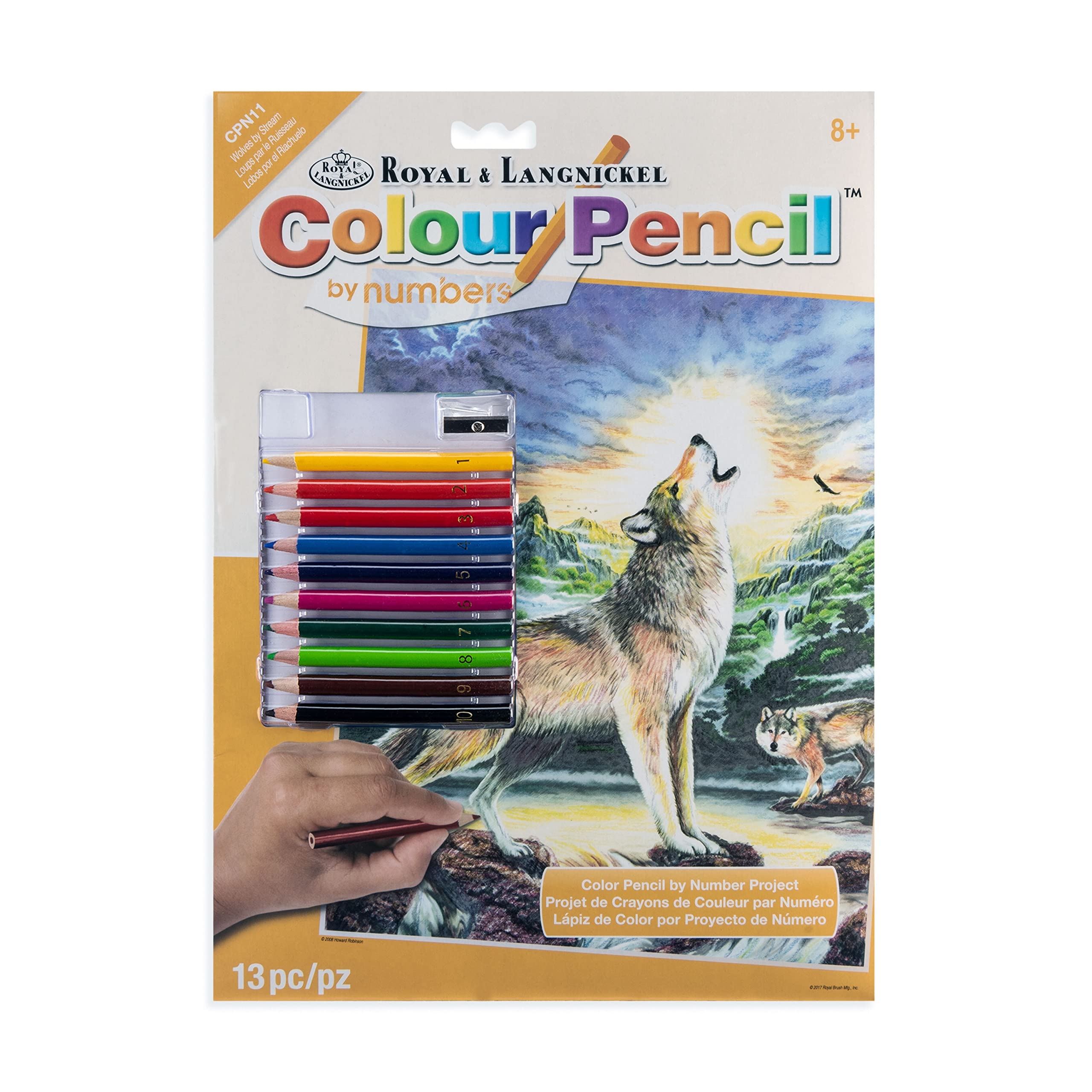 Amazon Color Pencil By Number Kit 8 75 X11 75 Wolf At Night