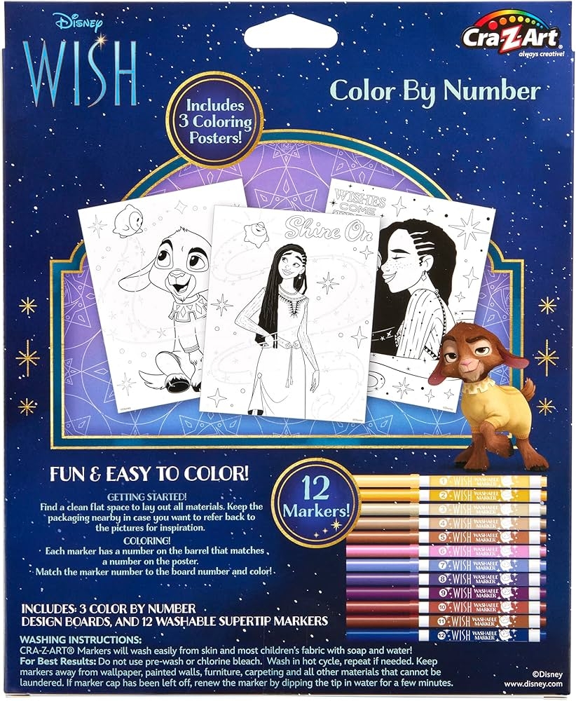 Amazon Disney Wish Color By Number With Markers Creative Art Activity Set Ages 4 And Up Toys Games
