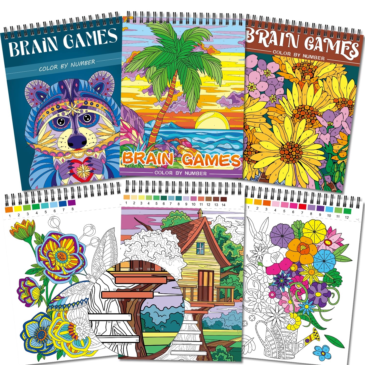 Amazon Kalysky Color By Numbers Adult Coloring Books 3 Fun Coloring Books For Adult Relaxation 60 Pages Of Flowers Nature Landscapes Animals Brain Game For Adults Arts Crafts Sewing