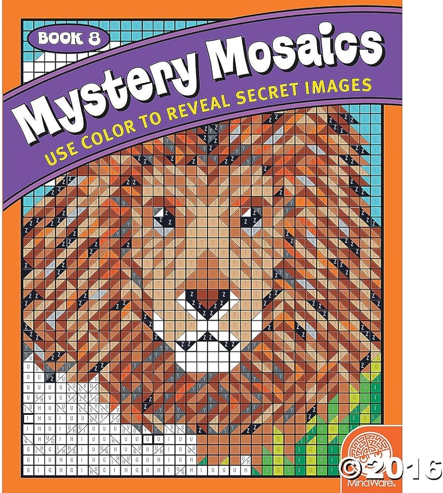 Amazon MindWare Color By Number Mystery Mosaics Book 8 Creative Hidden Image Coloring Activity Book For Kids And Adults Ages 6 Toys Games