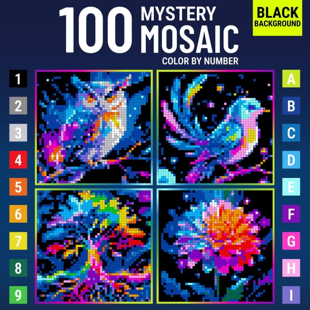 Amazon Mystery Mosaic Color By Number For Adults Colorful Quest A Fun And Creative Coloring Book With Pixel Art Challenges To Reveal Hidden Images For Relaxation Neon Art Collection 9798281018562 Starling Celeste 
