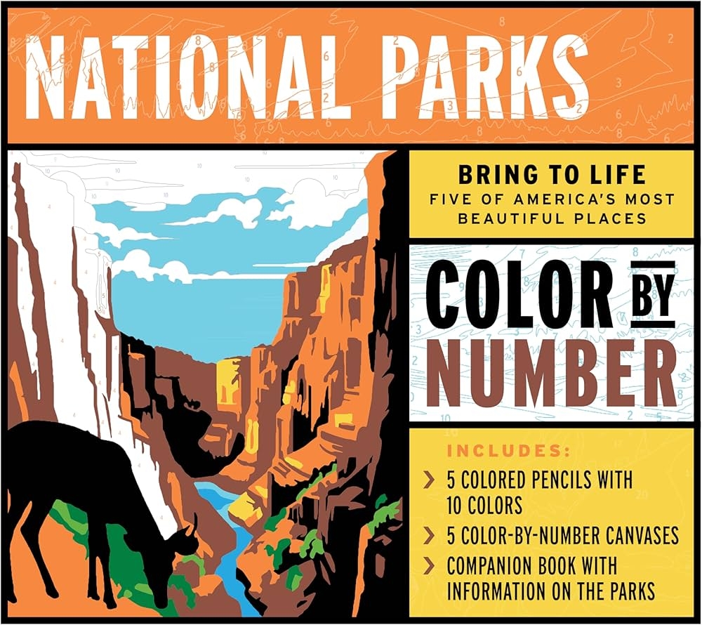 Amazon National Parks Color By Number Kit Bring To Life Five Of America s Most Beautiful Places Includes 5 Colored Pencils With 10 Colors 5 Companion Book With Information On The