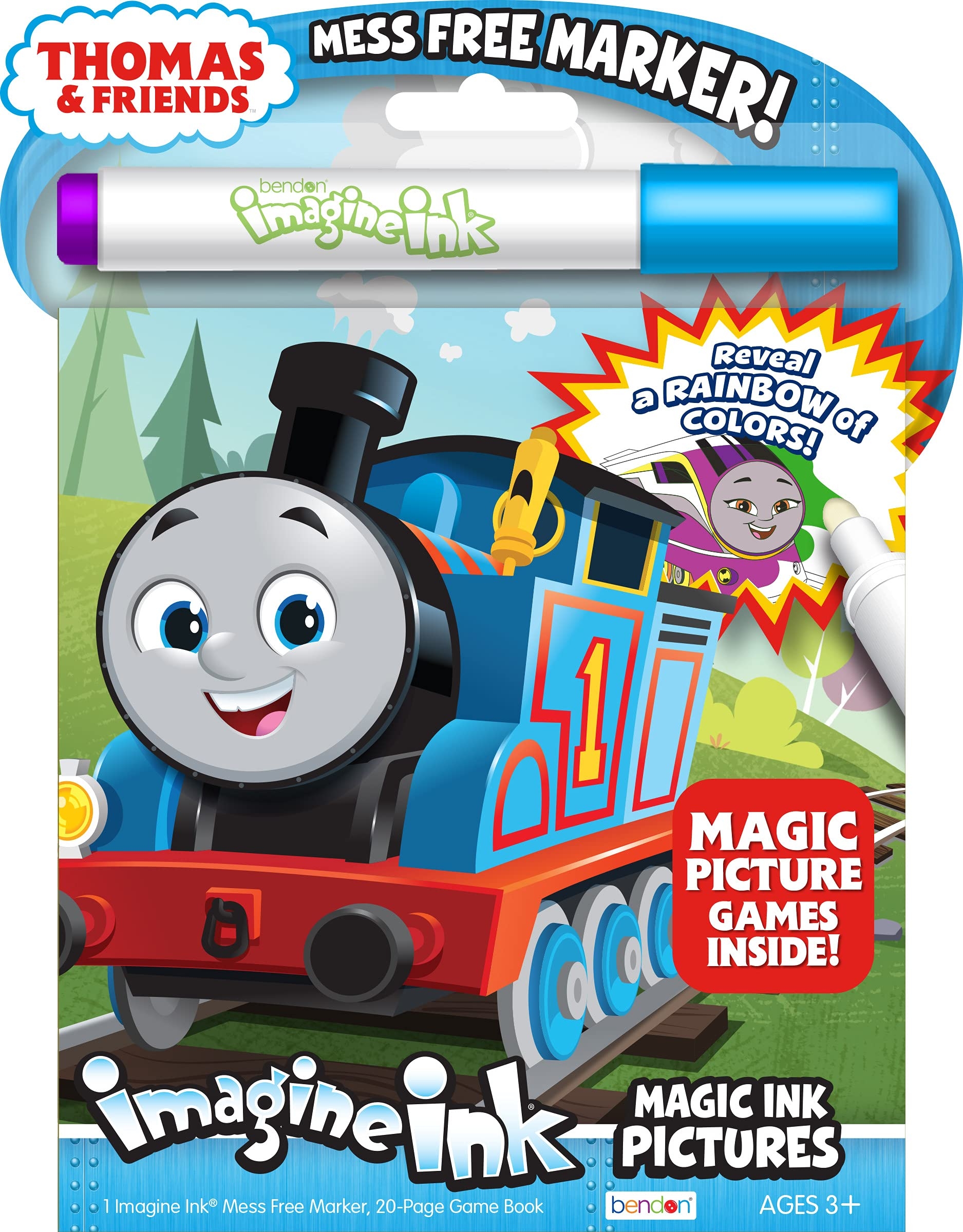 Amazon Thomas All Engines Go 20 Page Imagine Ink Coloring Book With 1 Mess Free Marker Toys Games