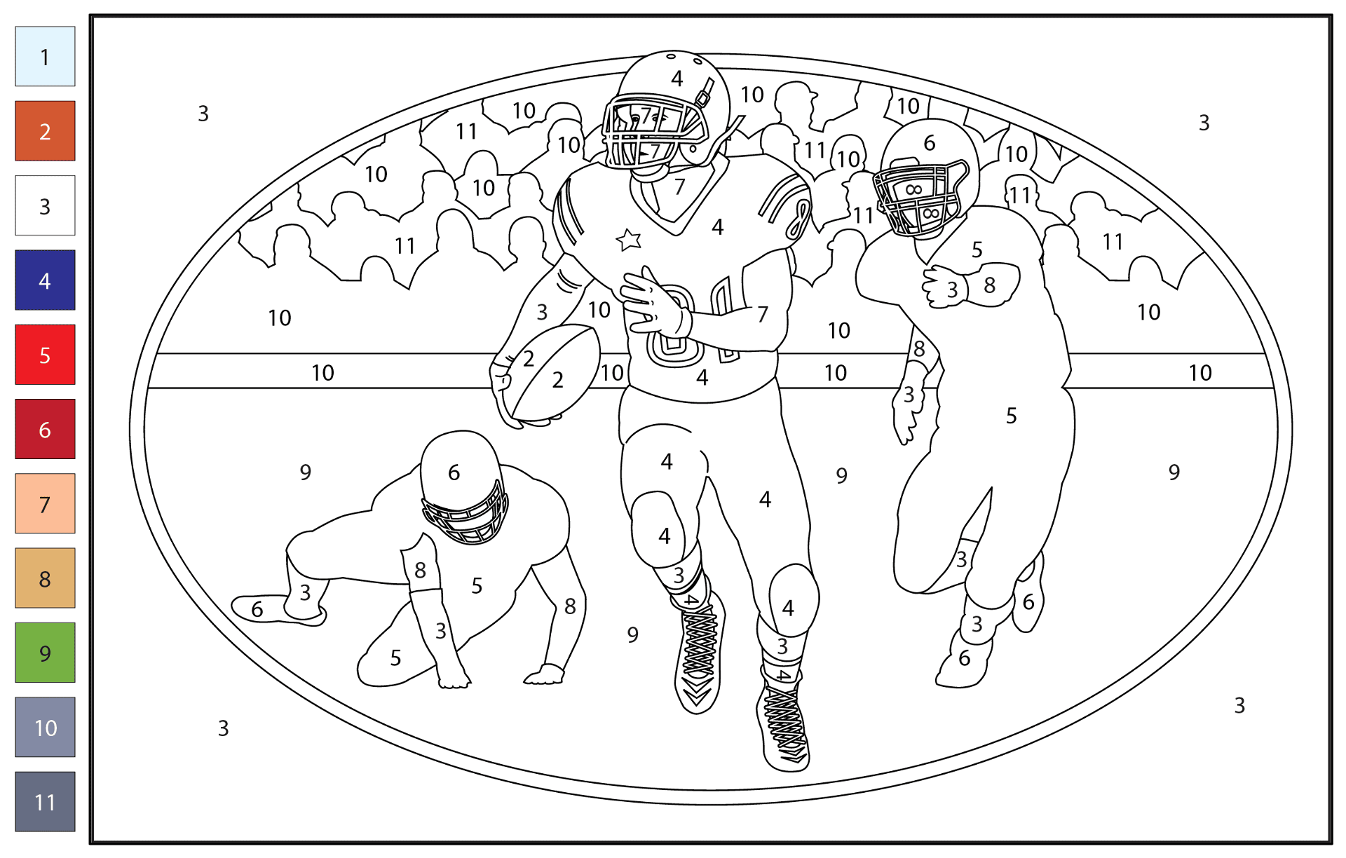American Football Color By Number Coloring Page Free Printable