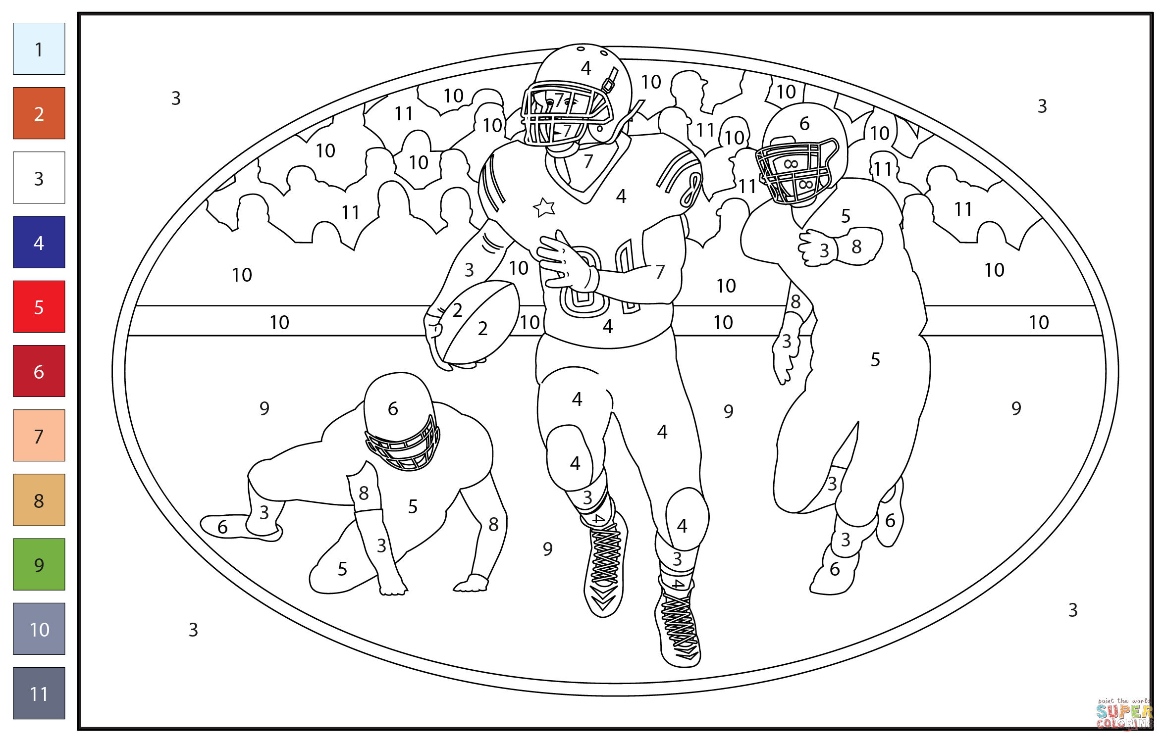 American Football Color By Number Coloring Page Free Printable