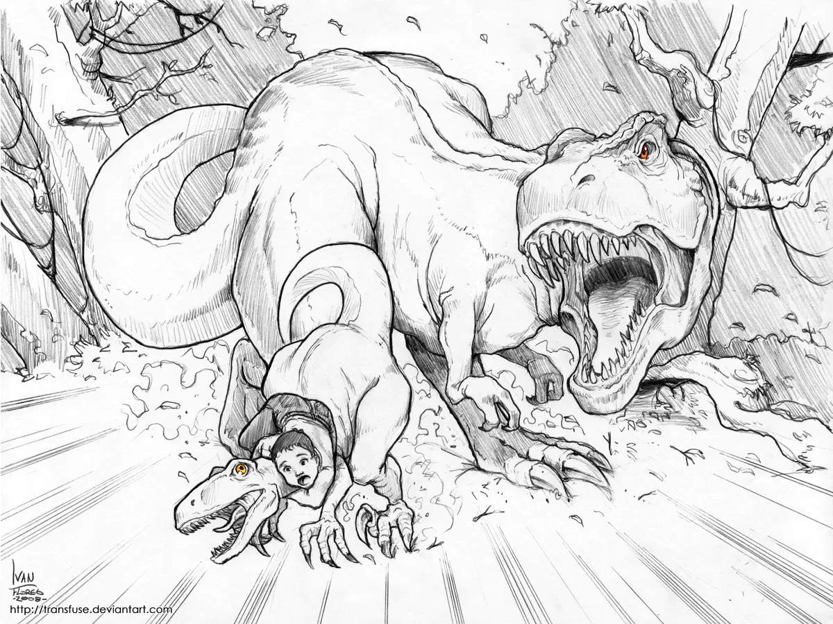 Angry T Rex Dinosaur Coloring Pages