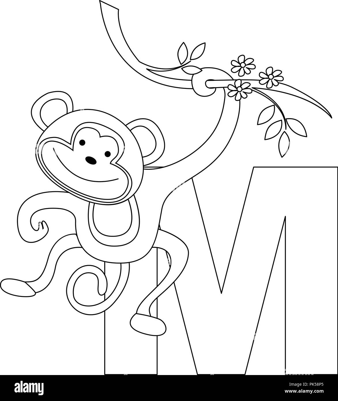 Animal Alphabet Coloring Book Illustration With Outlined Graphics To Color Stock Vector Image Art Alamy