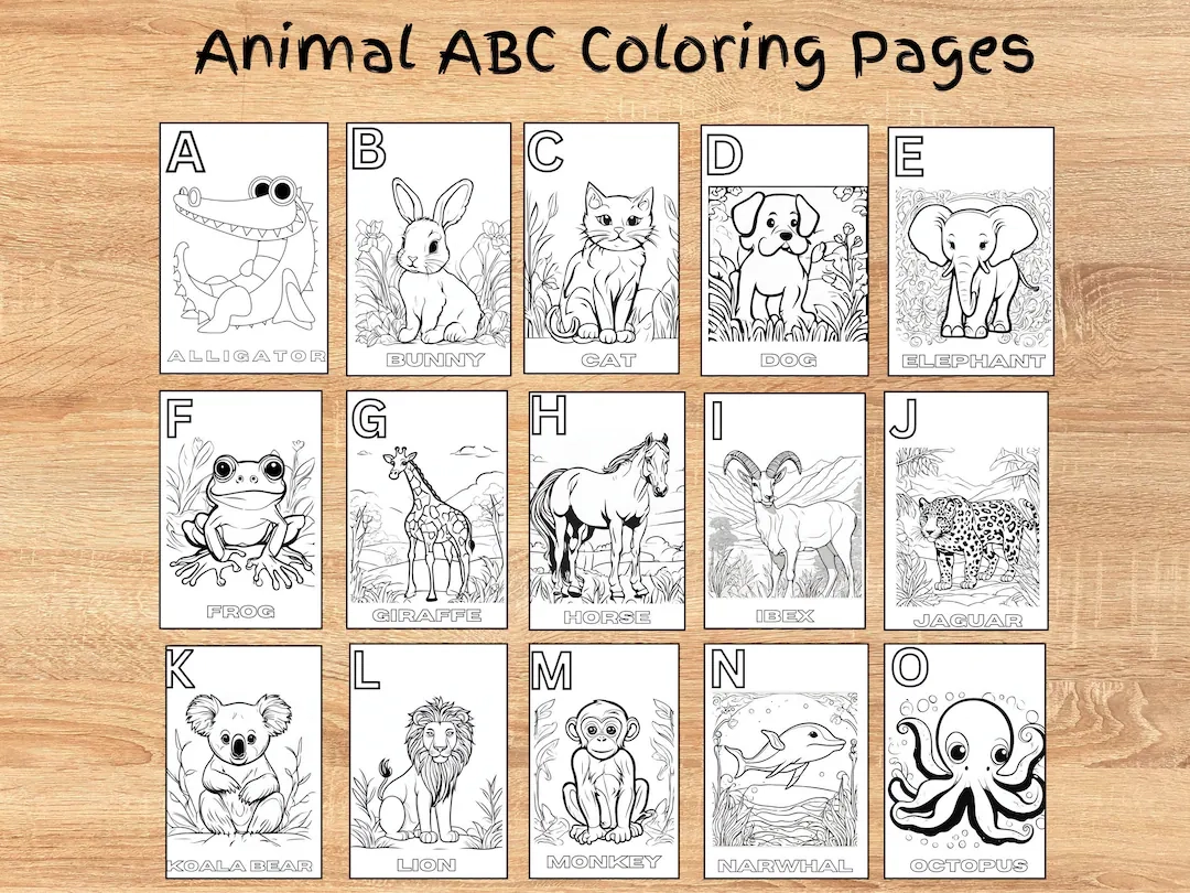 animal abc coloring pages