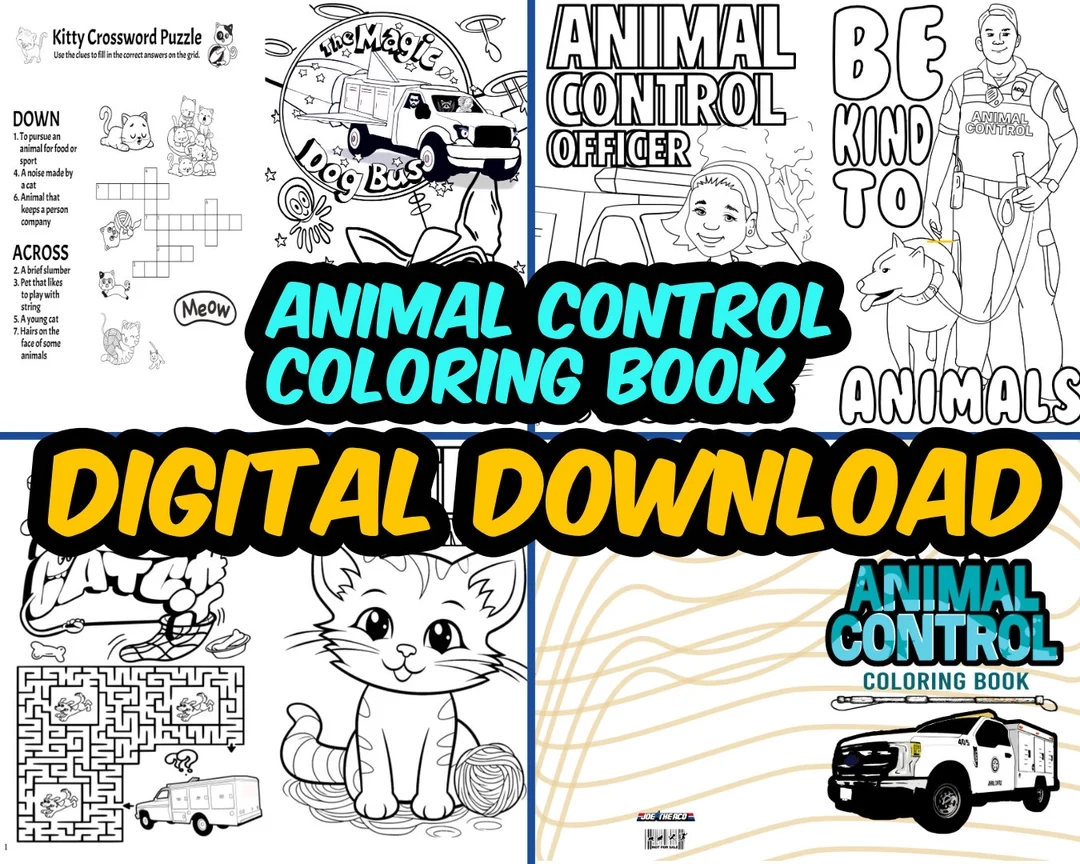 Animal Control Coloring Book Digital Download Printable Etsy Animal Control Coloring Book Digital Download Printable Etsy
