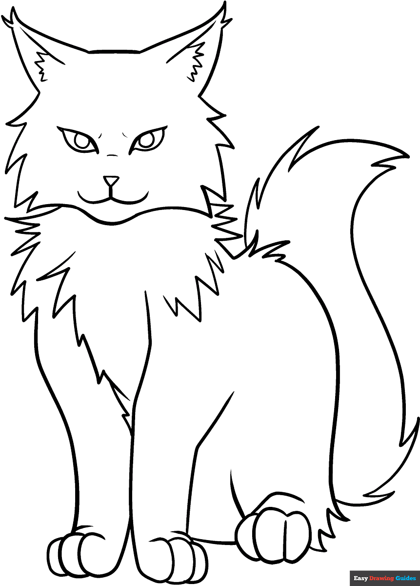 Anime Cat Coloring Page Easy Drawing Guides Anime Cat Coloring Page Easy Drawing Guides