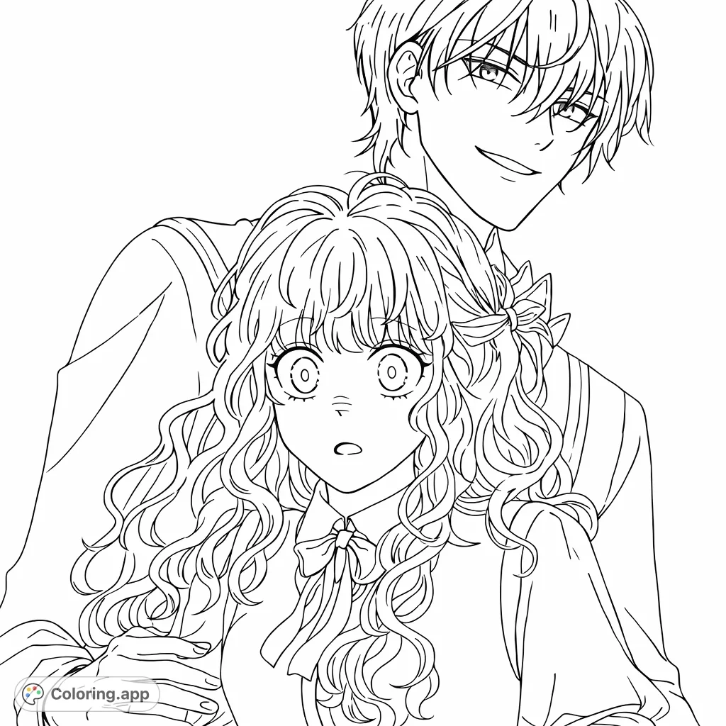 Anime Couple Tender Moment Coloring app