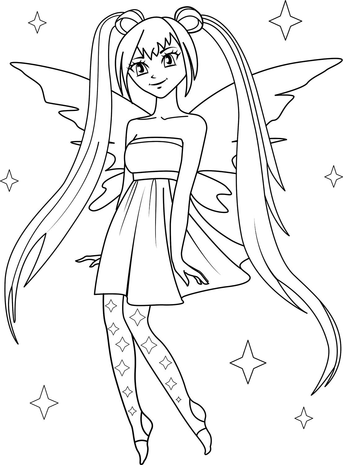 Anime Fairy Coloring Page Free Printable