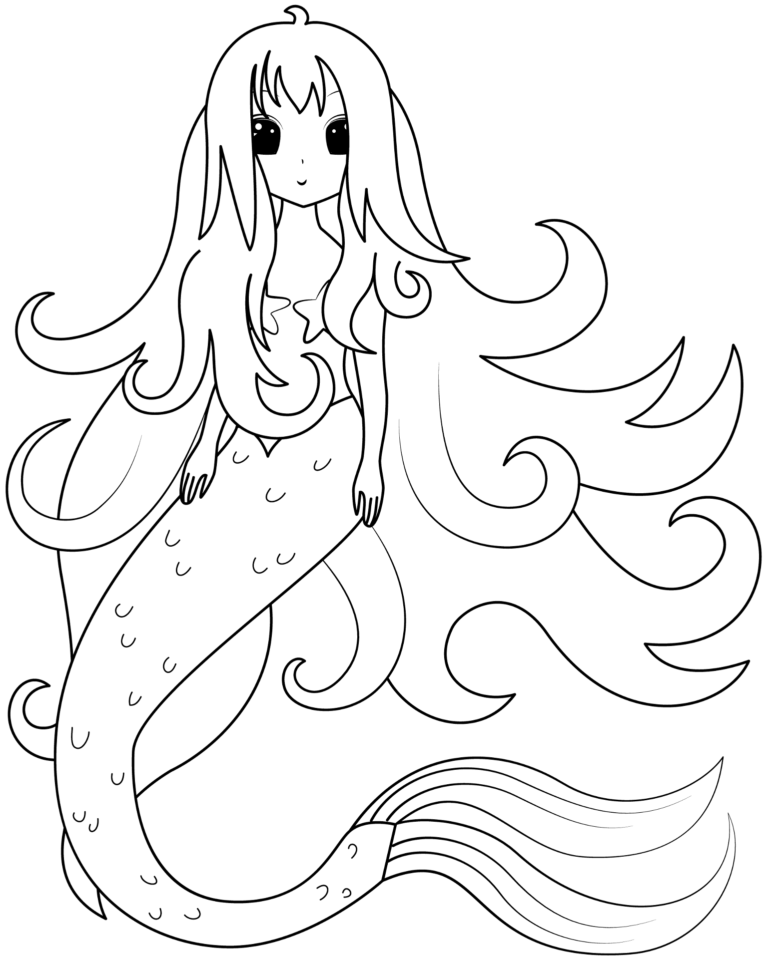 Anime Mermaid Coloring Page Free Printable Anime Mermaid Coloring Page Free Printable