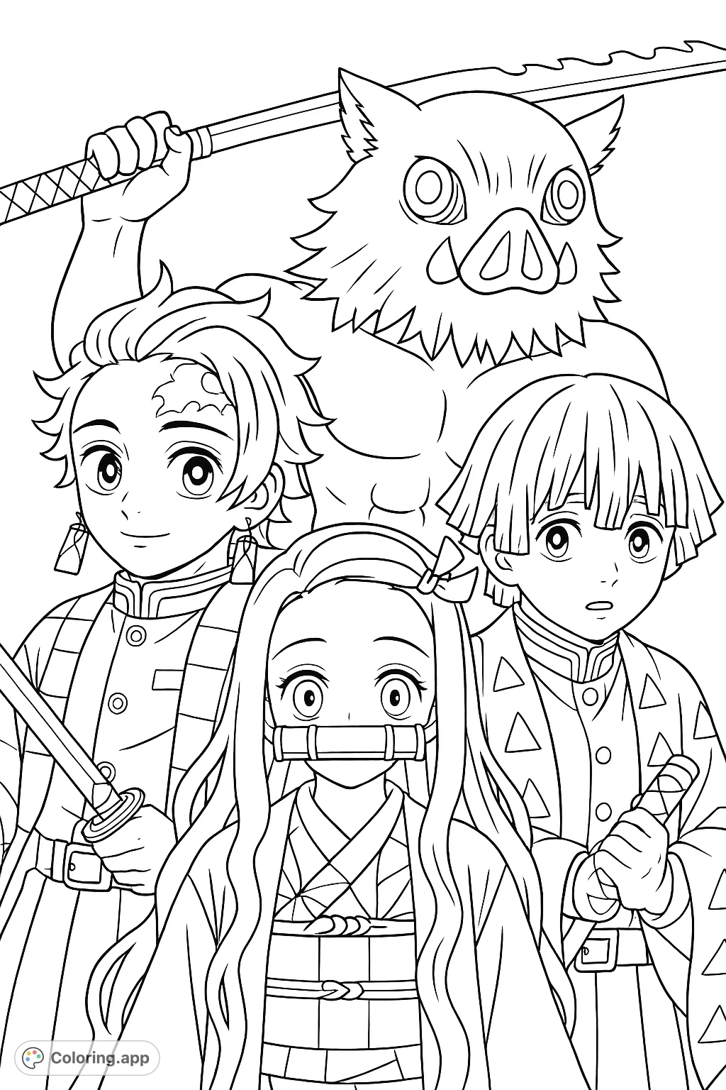 Anime Slayer Character Group Coloring app
