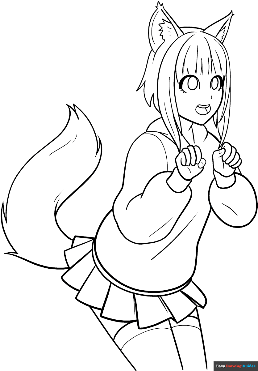 Anime Wolf Girl Coloring Page Easy Drawing Guides Anime Wolf Girl Coloring Page Easy Drawing Guides