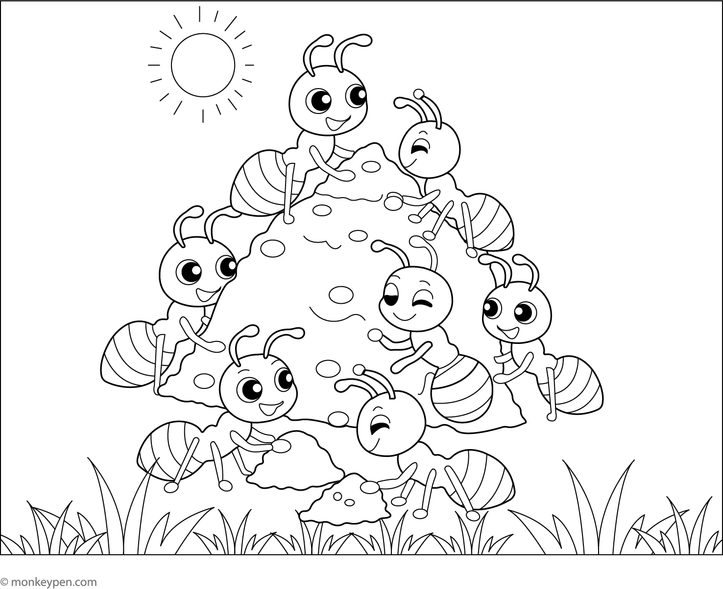 Ants Building An Anthill Coloring Page