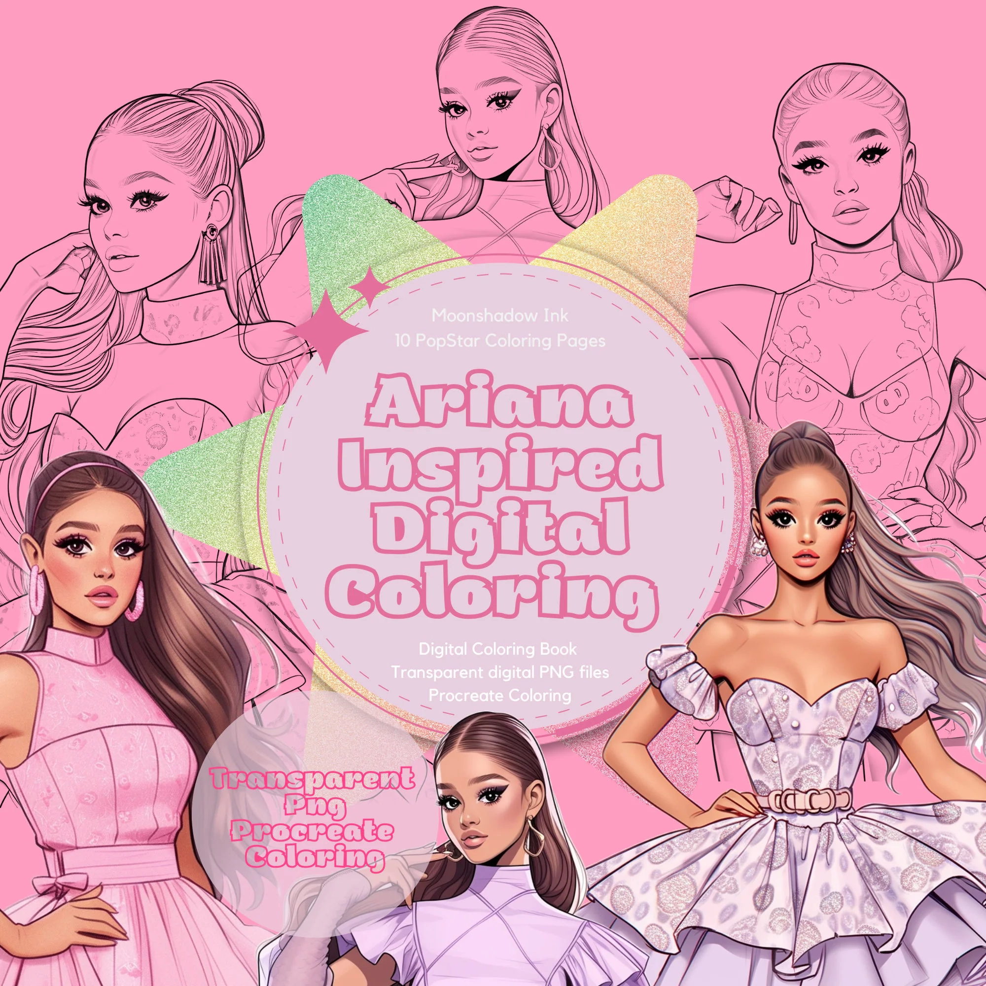 Ariana Grande Inspired Digital Coloring Book 10 Procreate Coloring Pages Fashion Coloring Procreate Transparent PNG Gift Women PDF Etsy Denmark