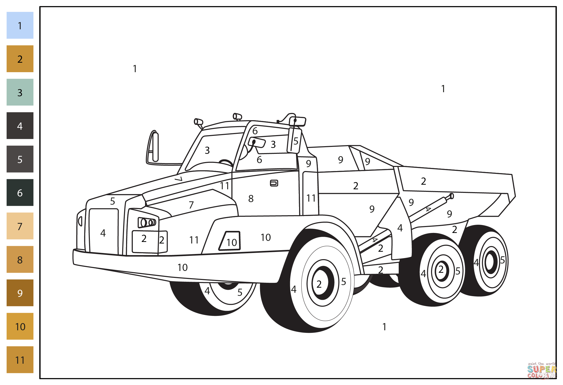 monster truck color by number monster truck color by number