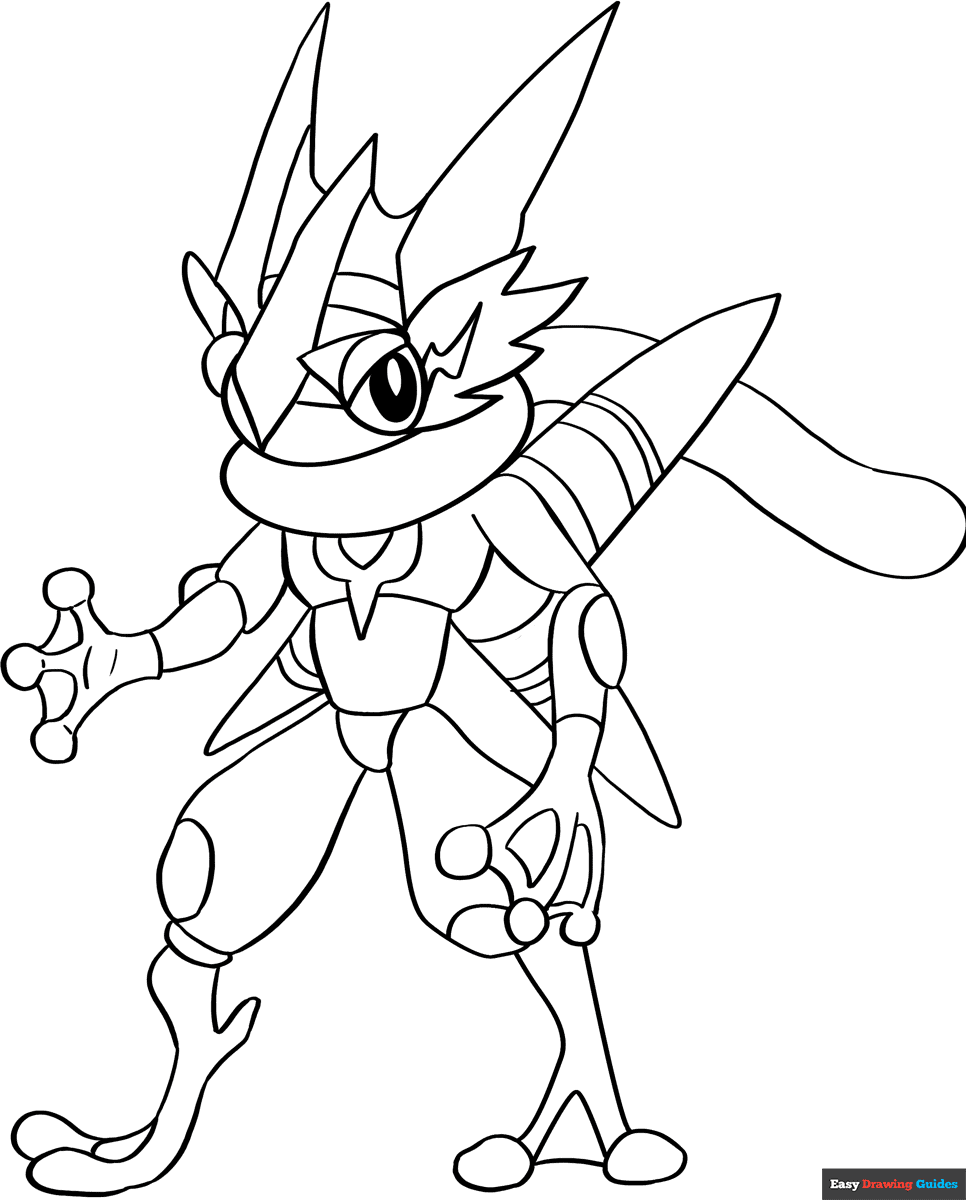 Ash Greninja From Pokemon Coloring Page Easy Drawing Guides