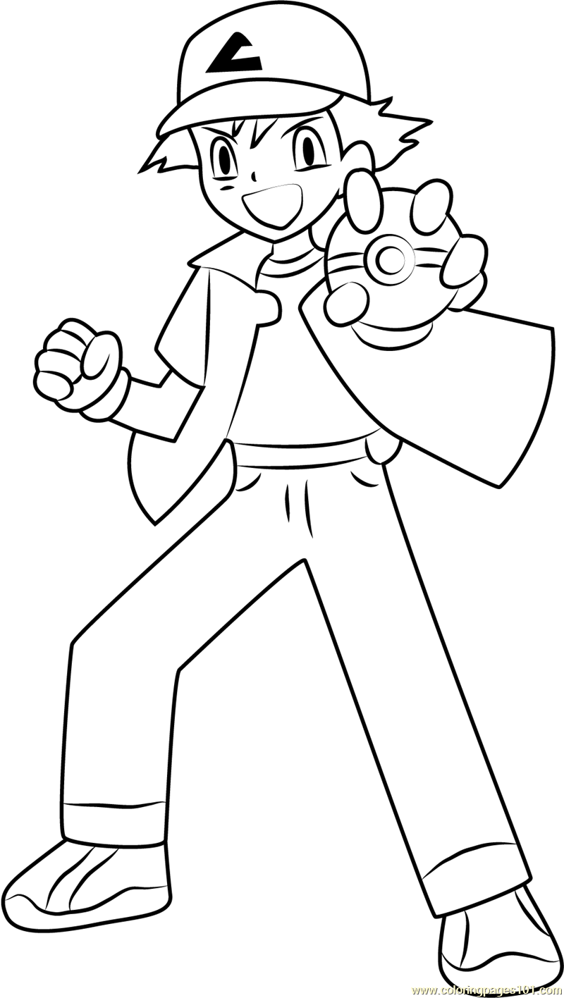 Ash Showing A Pokeball Coloring Page For Kids Free Ash Ketchum Printable Coloring Pages Online For Kids ColoringPages101 Coloring Pages For Kids