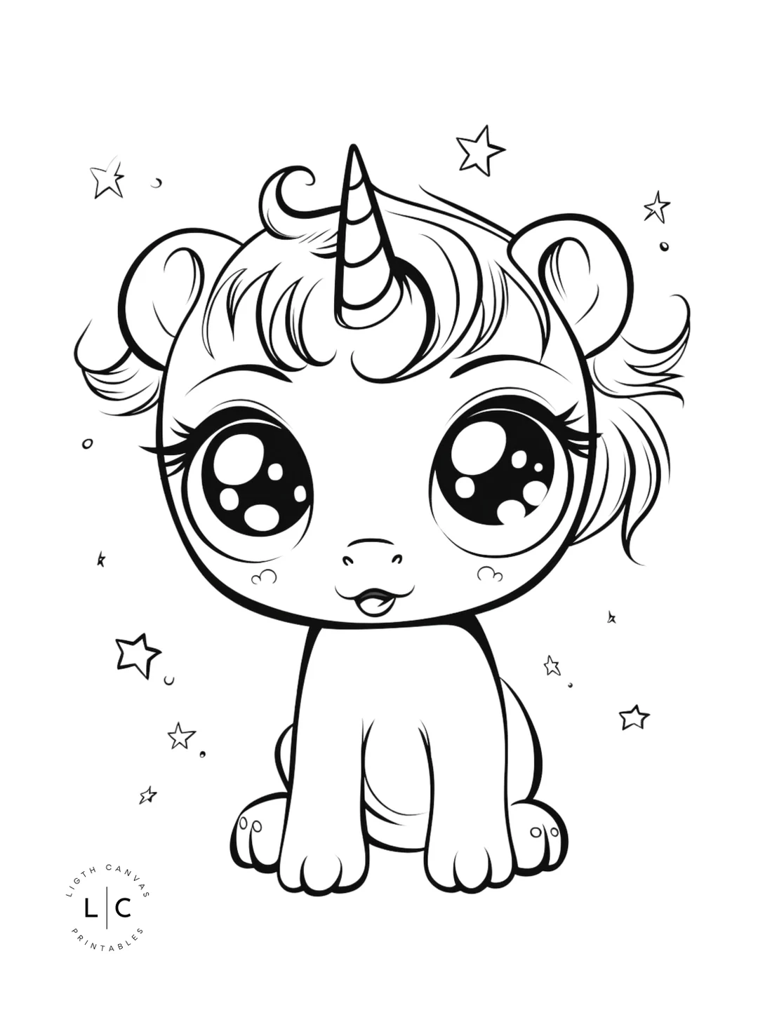 Baby Unicorn Coloring Page Adult And Kids Coloring Art Printable Adult Coloring Page Book Instant Download Grayscale Etsy