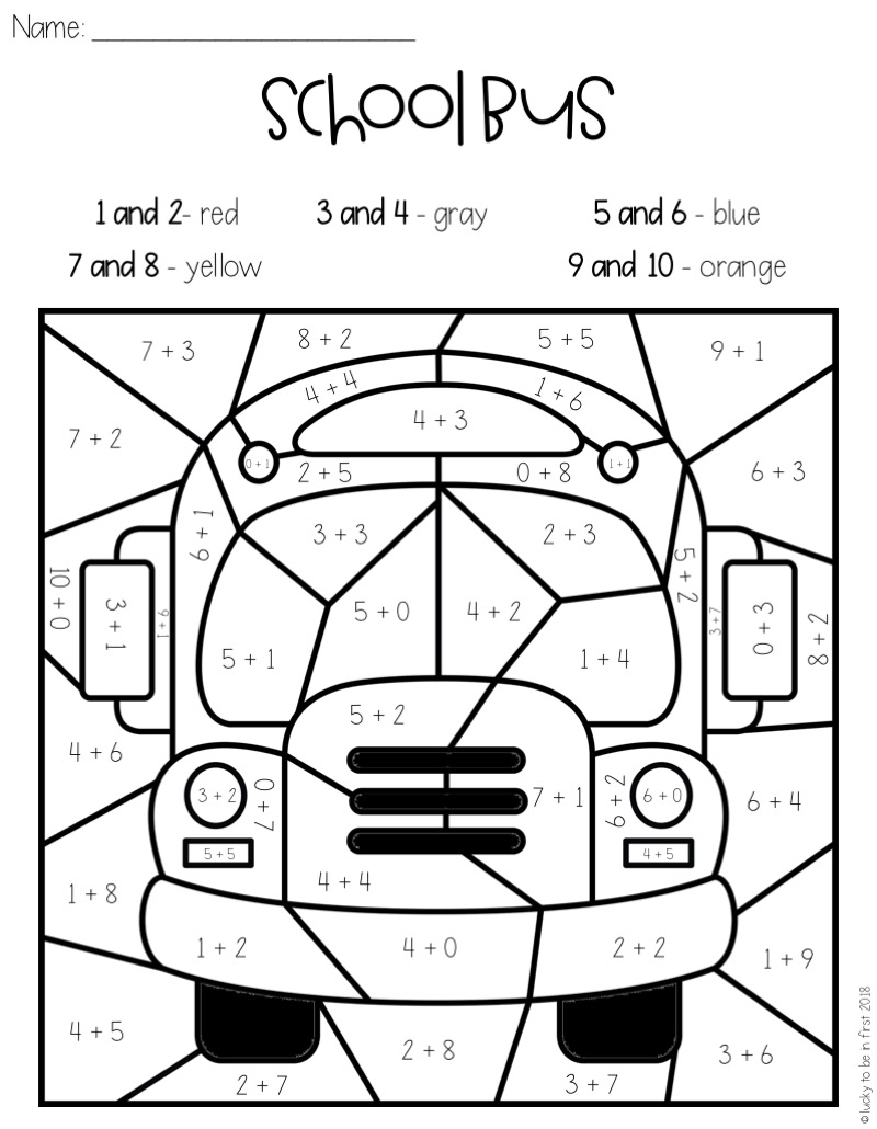 Back To School Color By Number Printables For 1st Grade Back To School Color By Number Printables For 1st Grade