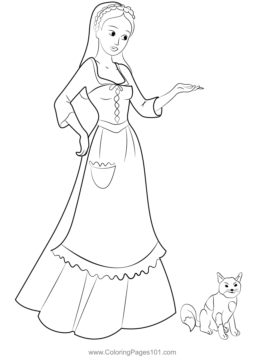 Barbie And Cat Coloring Page For Kids Free Barbie As The Princess And The Pauper Printable Coloring Pages Online For Kids ColoringPages101 Coloring Pages For Kids