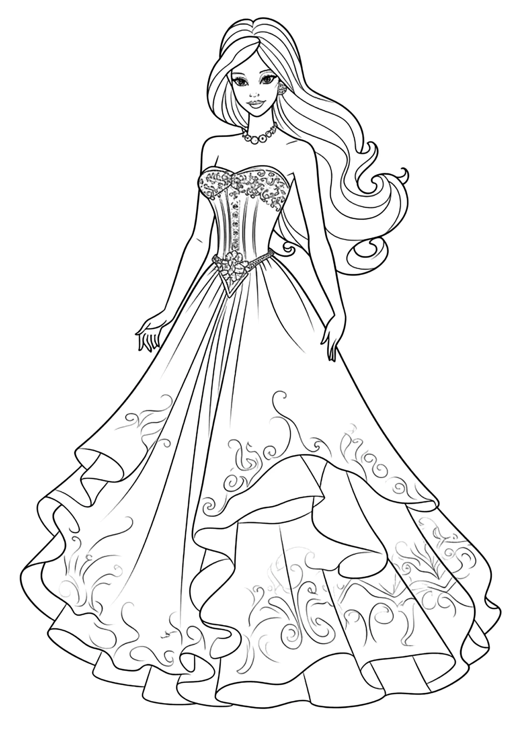 Barbie And Her Pretty Ball Gown Barbie Coloring Pages Barbie And Her Pretty Ball Gown Barbie Coloring Pages