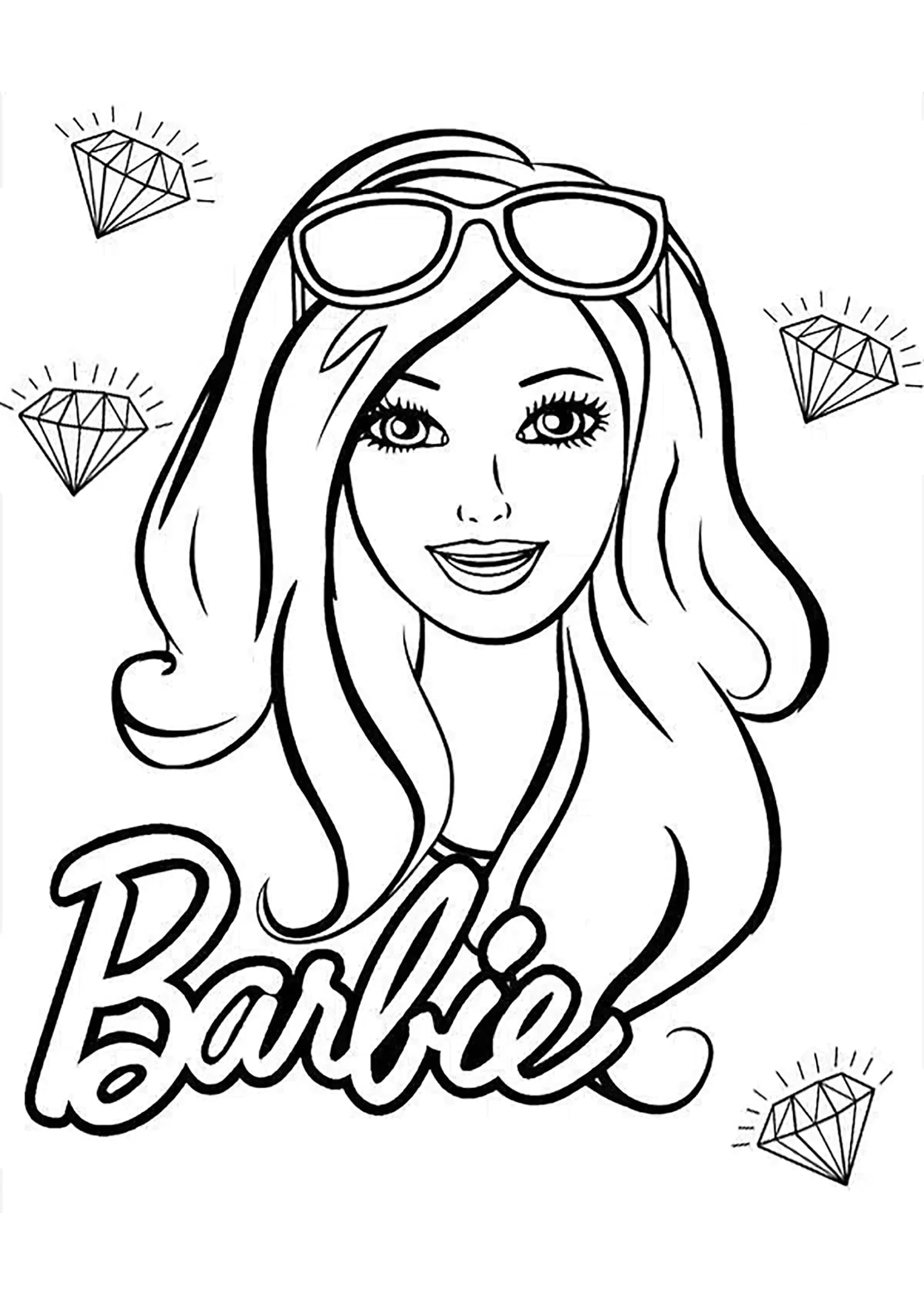 Barbie Face With Diamonds Around It Barbie Coloring Pages