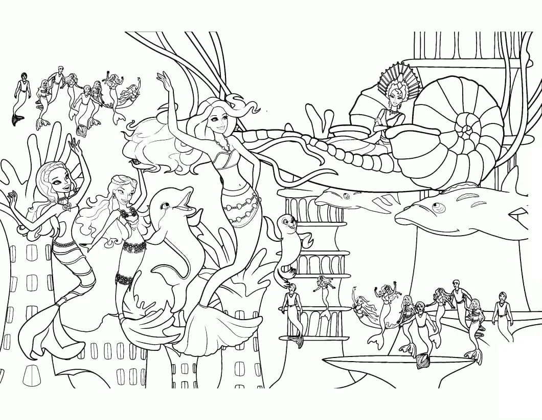 Barbie In Mermaid Tale Coloring Pages Digital Printable PDF Barbie Tale for Kids Baby Girl Activity Fun Party Games Birthday Etsy