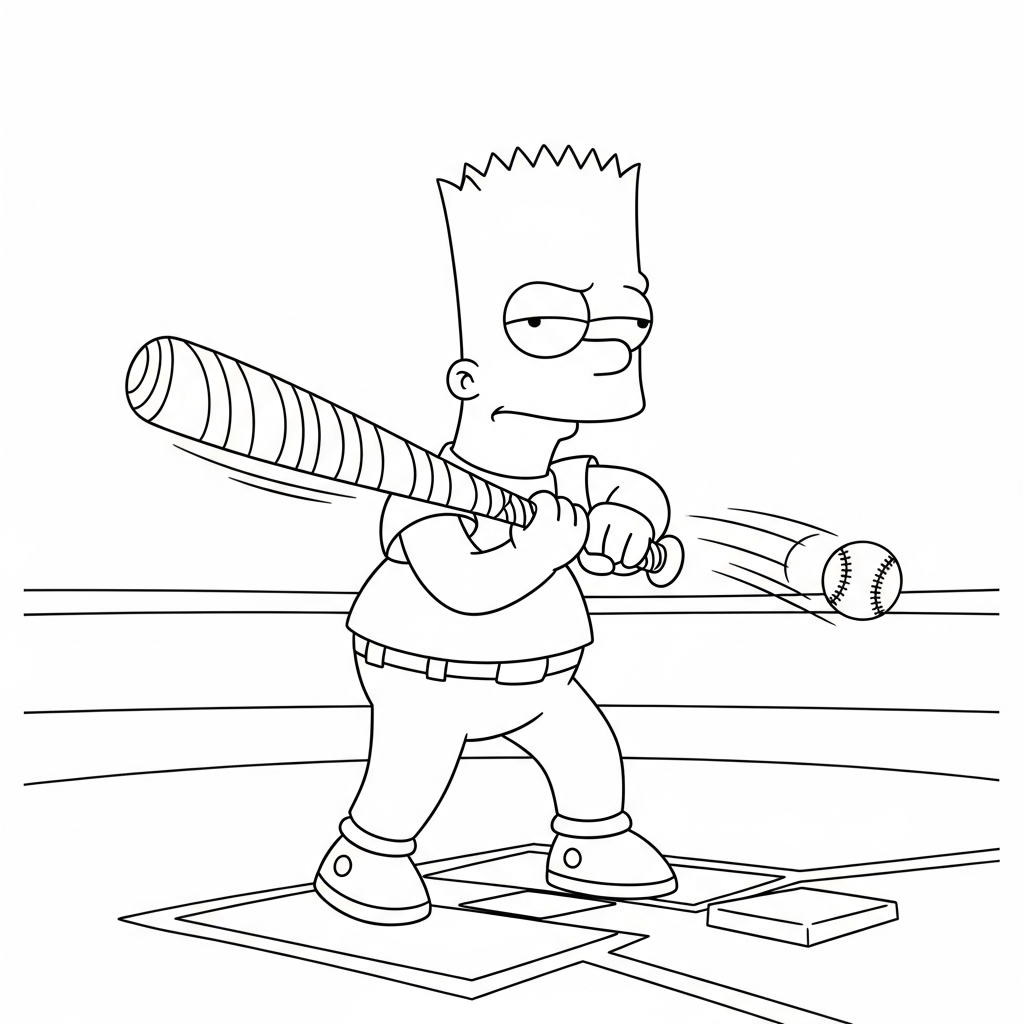 Bart Simpson Baseball Swing Coloring app