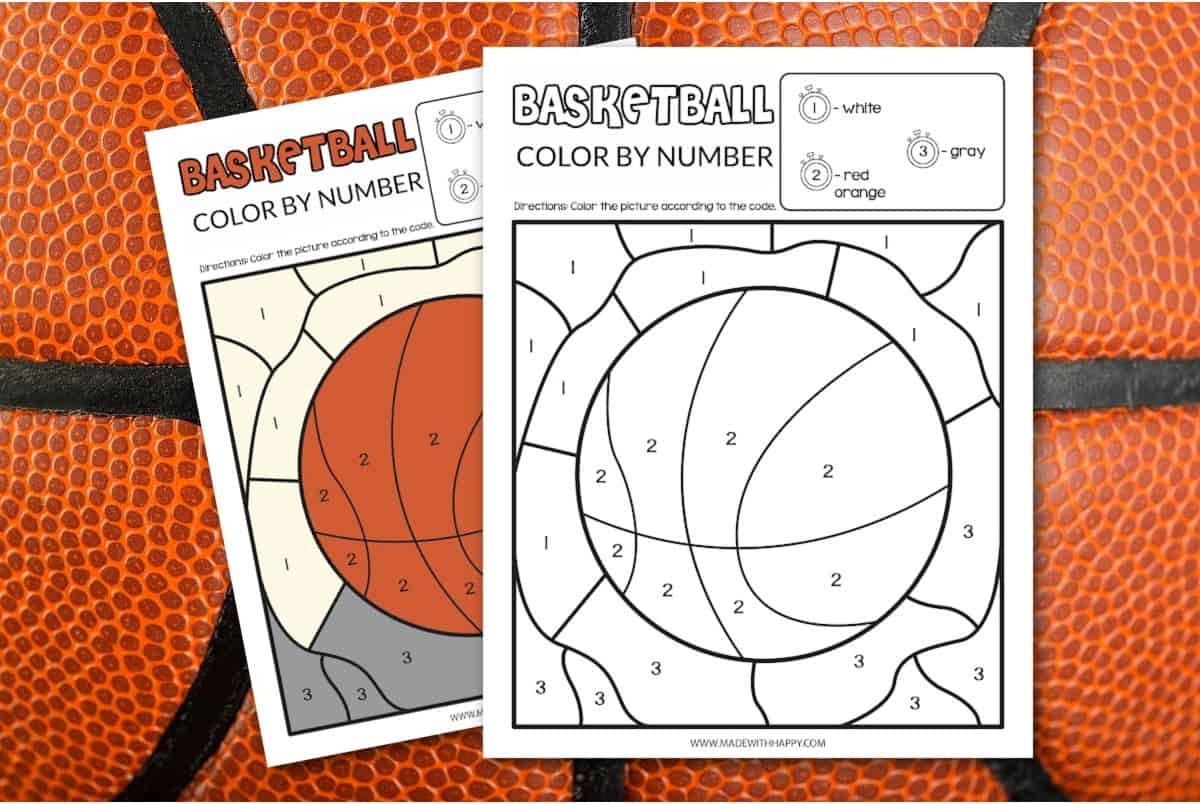 Basketball Color By Number FREE Printable Made With HAPPY