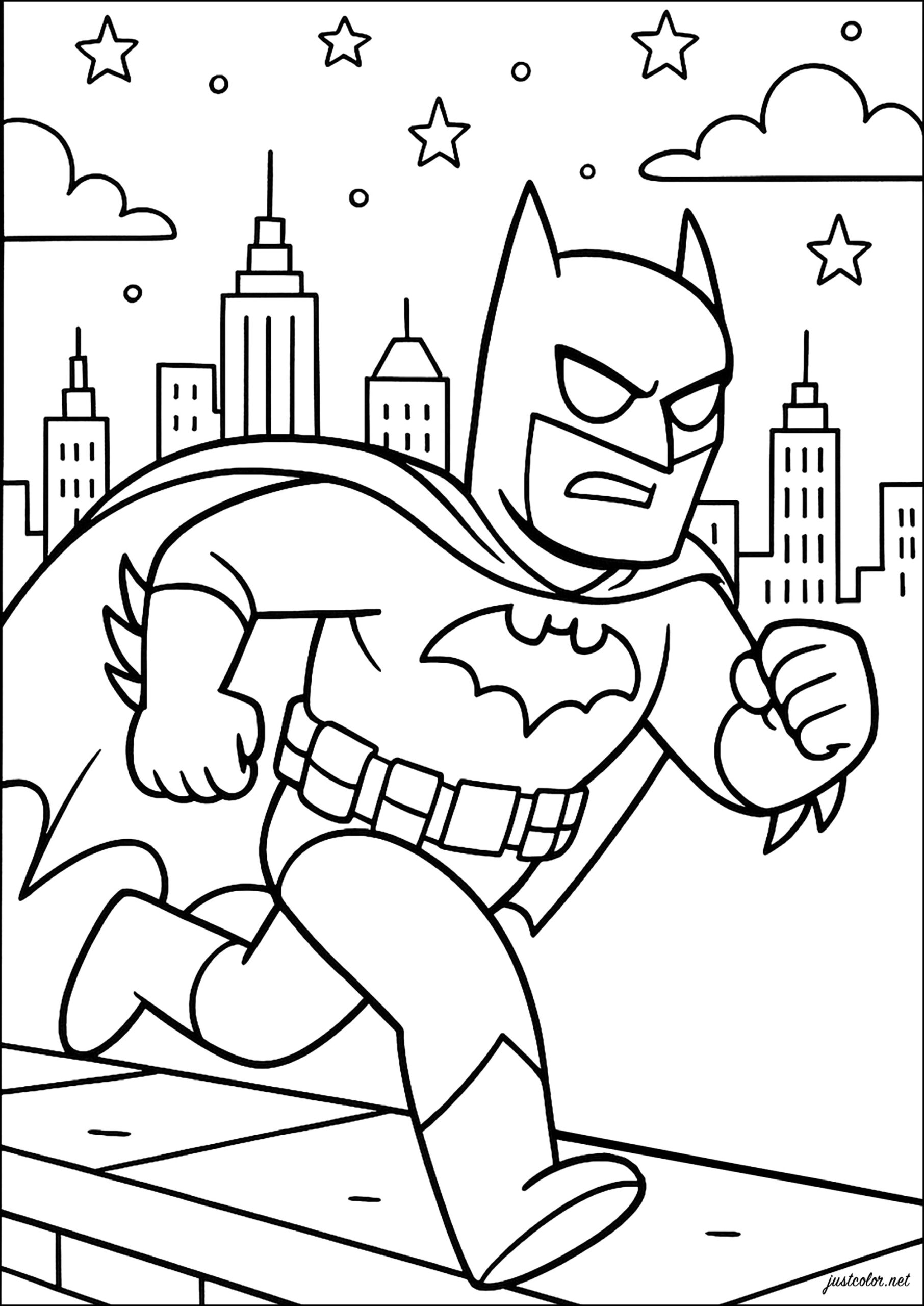 Batman In Action On Gotham s Rooftops Batman Coloring Pages