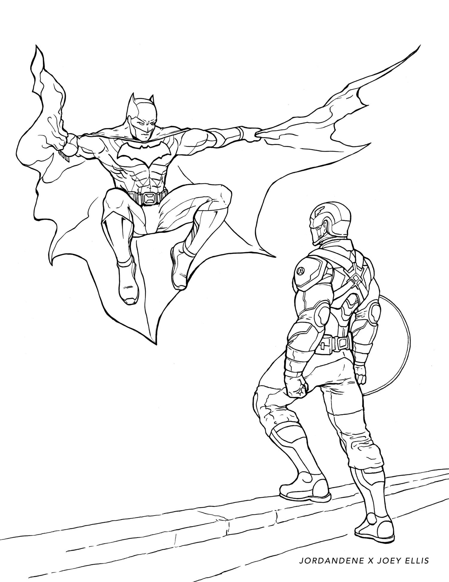 Batman Vs Captain America Free Coloring Page Jordandene